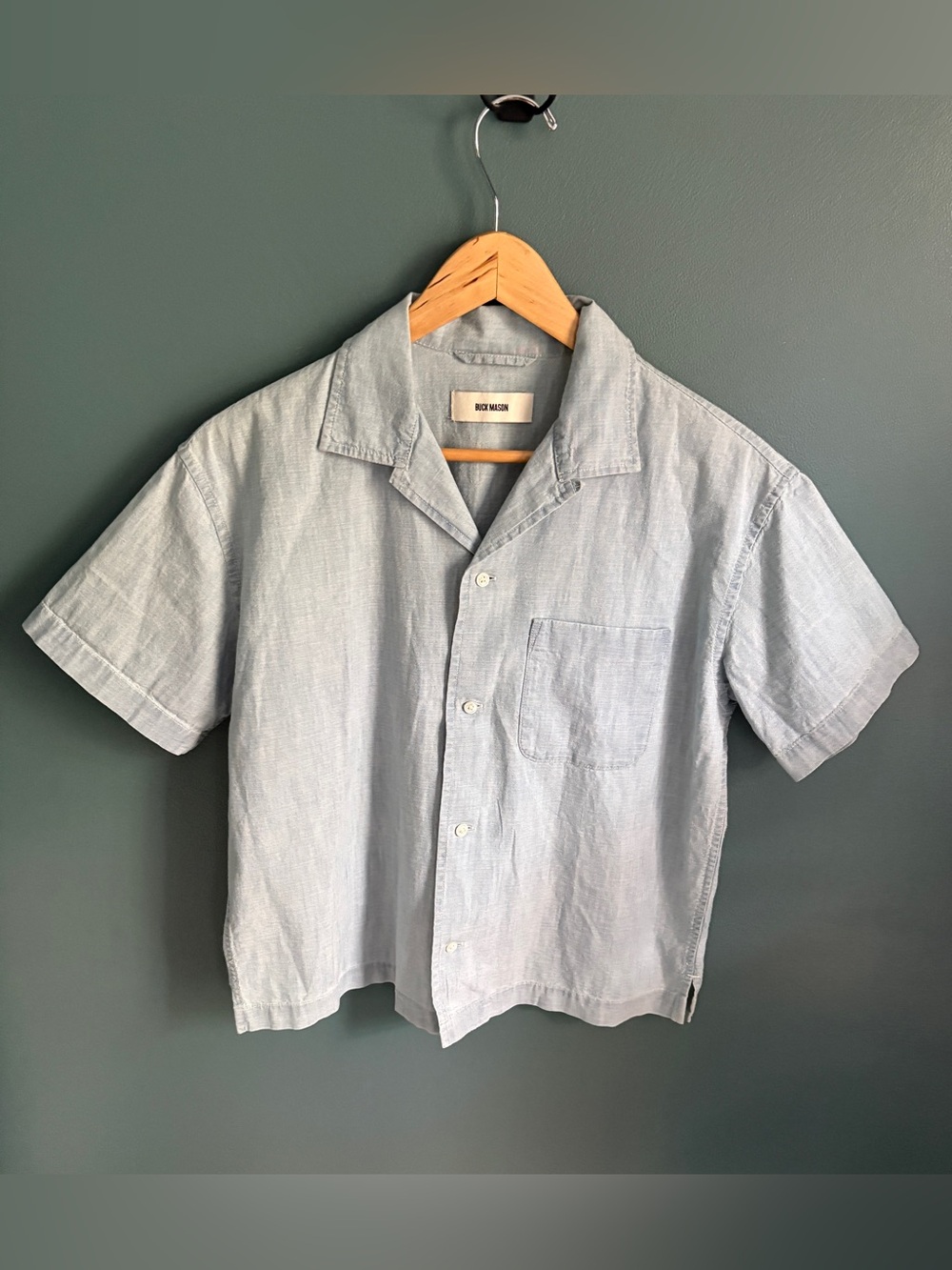 Buck Mason Women’s Short Sleeve Button-Down Chambray Denim Shirt Size S